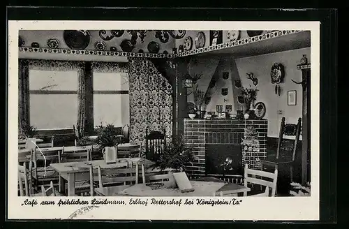 AK Rettershof b. Königstein /Ts., Cafe zum fröhlichen Landmann, Innenansicht