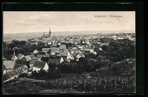 AK Kiedrich i. Rheingau, Ortsansicht aus der Vogelschau