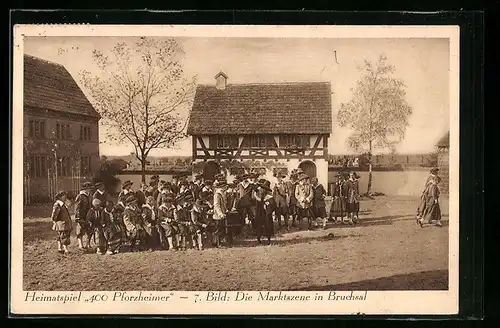 AK Bruchsal, Heimatspiel 400 Pforzheimer, Die Marktszene in Bruchsal