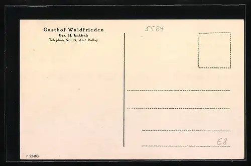 AK Waldfrieden /Amt Bullay, Gasthof Waldfrieden, Inh. H. Enkirch