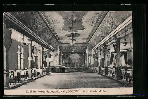 AK Oldenburg, Gastwirtschaft Odeon von Gerh. Müller, Saal