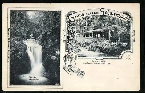 AK Lichtenthal / Schwarzwald, Geroldsauer Wasserfall, Gasthaus