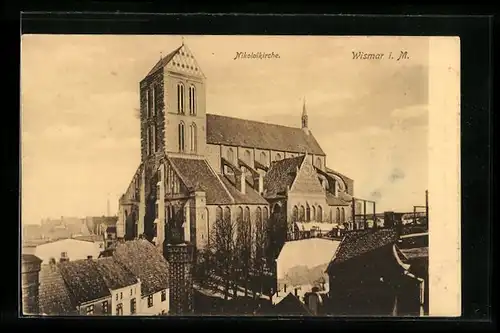 AK Wismar i. M., Anblick der Nikolaikirche