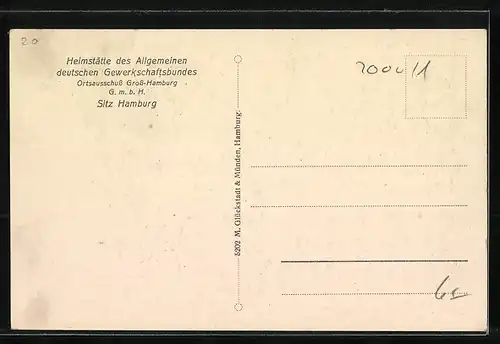 AK Hamburg-St.Georg, Heimstätte des Allgemeinen deutschen Gewerkschaftsbundes, Haupteingang