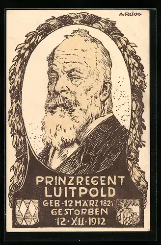 Künstler-AK Prinzregent Luitpold von Bayern, gestorben am 12.12.1912