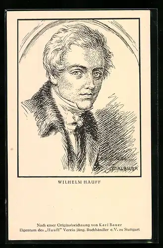Künstler-AK Porträt Dichter Wilhelm Hauff