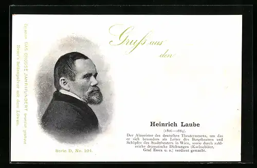 AK Portrait des Schriftstellers Heinrich Laube