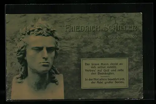 AK Büste von Friedrich Schiller, 1759-1805
