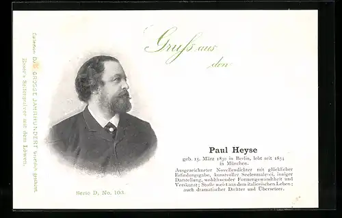 AK Paul Heyse, Novellendichter