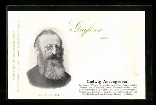AK Ludwig Anzengruber, österreichischer Dramatiker