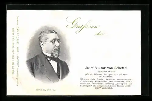 AK Josef Viktor von Scheffel, Deutscher Dichter