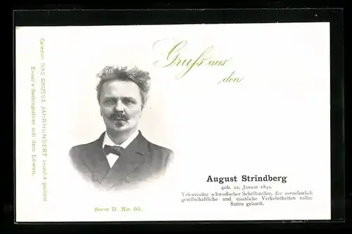 AK Portrait August Strindberg, schwedischer Schriftsteller