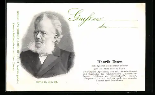 AK Dichter Henrik Ibsen im Portrait