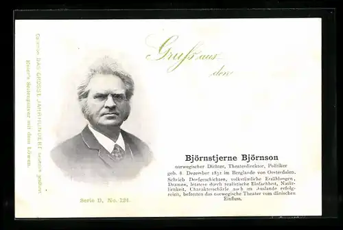 AK Norwegischer Dichter & Politiker Björnstjerne Björnson im Portrait