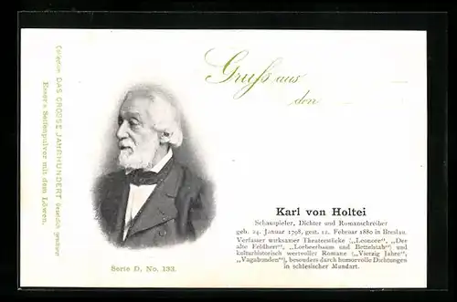 AK Karl von Holtei, Schauspieler, Dichter und Romanschreiber