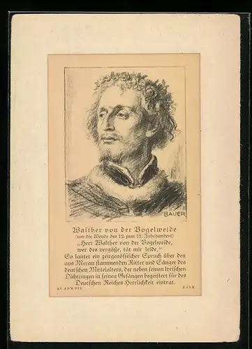 Künstler-AK Walther von der Vogelweide, Porträt