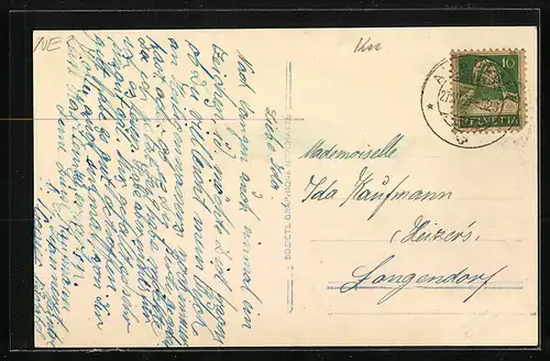 AK Cressier, Ortsansicht mit Kirche