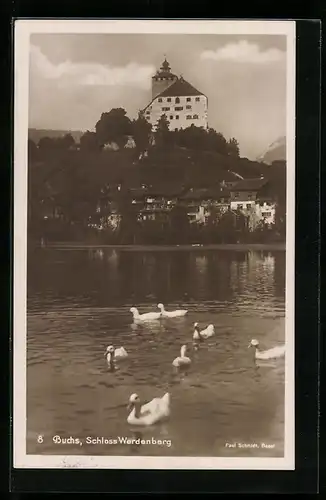 AK Buchs, Schloss Werdenberg vom Schwanensee aus gesehen