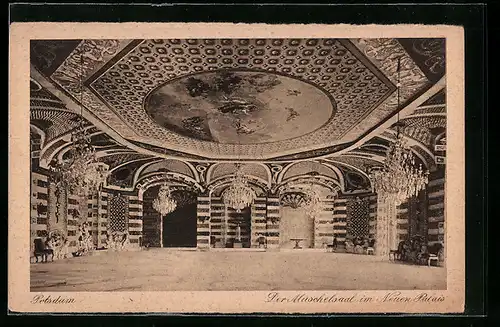AK Potsdam, Muschelsaal im Neuen Palais