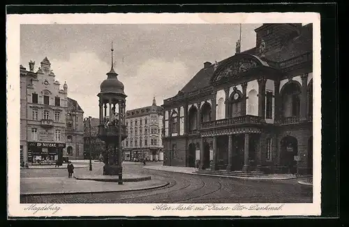 AK Magdeburg, Alter Markt mit Kaiser Otto-Denkmal