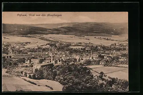 AK Pössneck, Blick von den Haselbergen