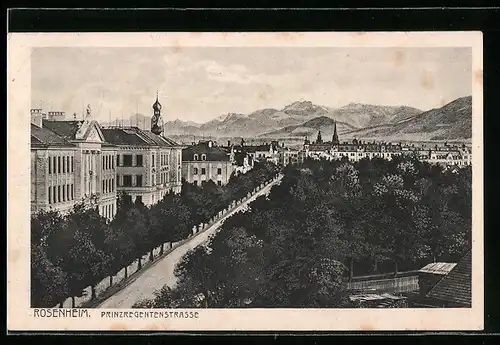 AK Rosenheim, Prinzregentenstrasse aus der Vogelschau