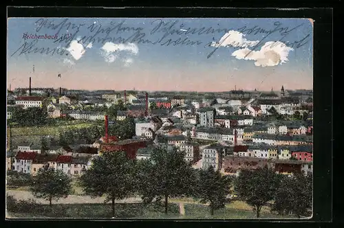 AK Reichenbach i. V., Blick über die Dächer der Stadt