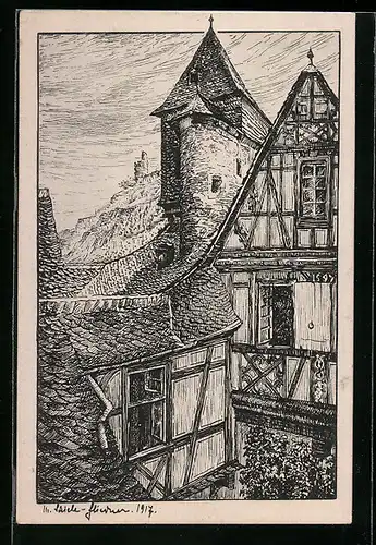 Künstler-AK Bacharach, Aus dem Posthof