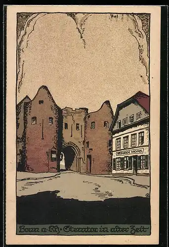 Steindruck-AK Bonn, Sterntor in alter Zeit