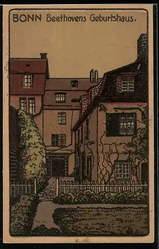 Steindruck-AK Bonn, Beethovens Geburtshaus