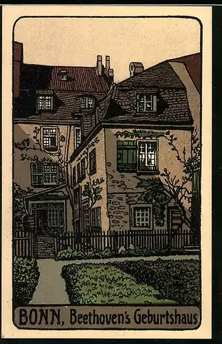 Steindruck-AK Bonn, Beethoven`s Geburtshaus