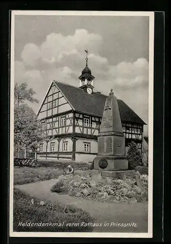 AK Priessnitz, Heldendenkmal vorm Rathaus