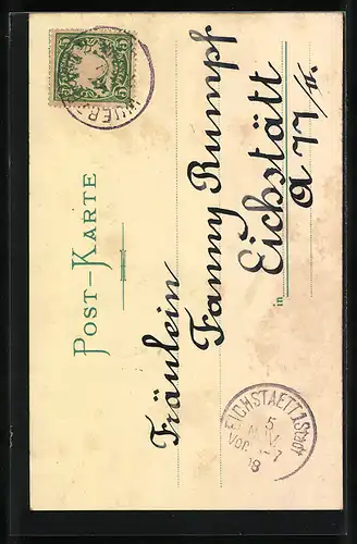 Künstler-AK Würzburg, Hof zum Katzenwicker