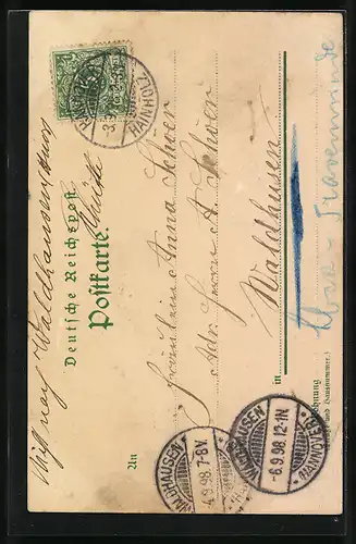 Lithographie Hannover, Kgl. Residenz-Schloss, Waterloosäule