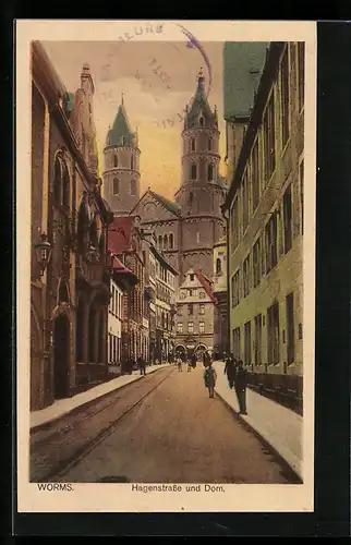 AK Worms, Hagenstrasse und Dom
