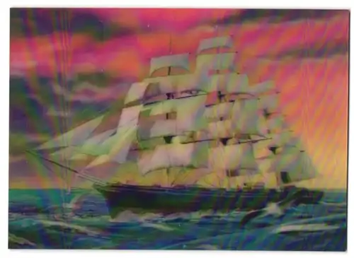 3D-AK Grosses Schiff auf Meer in der Dämmerung