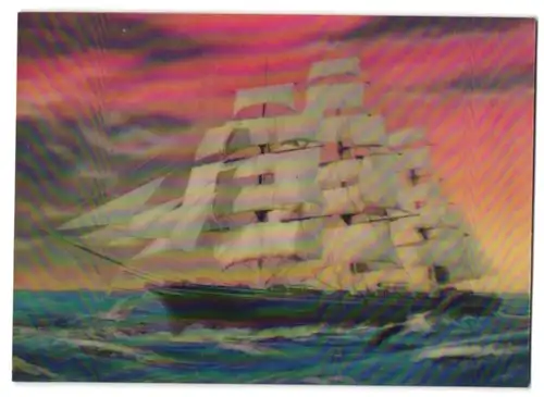 3D-AK Clipper, Segelschiff auf dem Meer