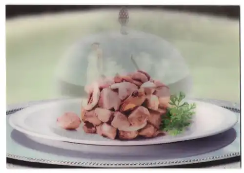3D-AK Sheba-Reklame, Katzenfutter auf Teller präsentiert