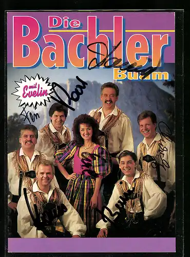 AK Musiker Bachler Buam in Trachten, Autograph