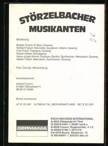 AK Musiker Störzelbacher Musikanten mit Instrumenten und Trachten