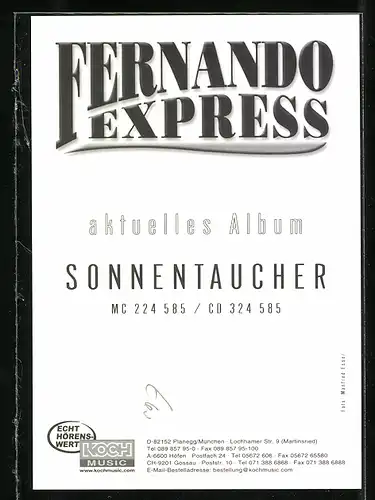 AK Musiker Fernando Express mit Instrumenten, Autograph