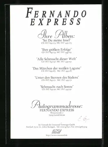 AK Musiker Fernando Express posieren am Wasser, Autograph