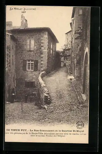 AK Le Puy, La Rue Grasmanent et le Quartier St-Mayol