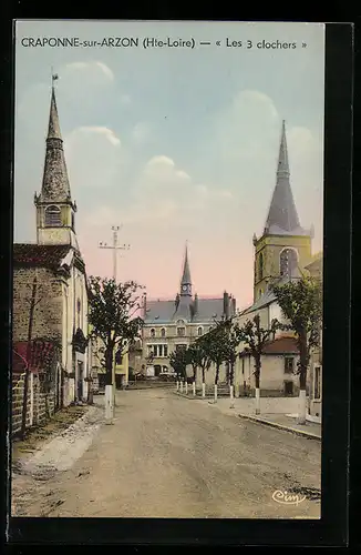 AK Craponne-sur-Arzon, Les 3 clochers