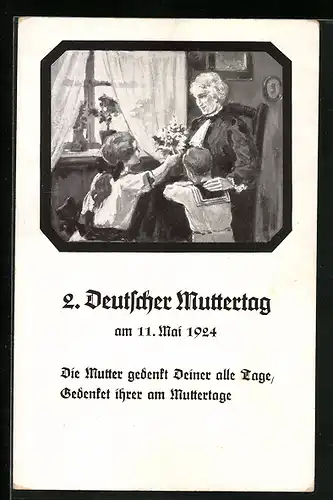 AK 2. Deutscher Muttertag 1924, Kinder mit Mutter