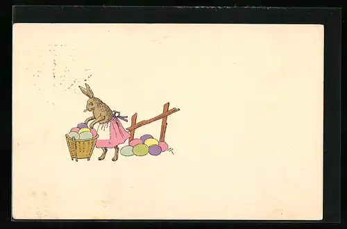 AK Osterhase mit Ostereiern