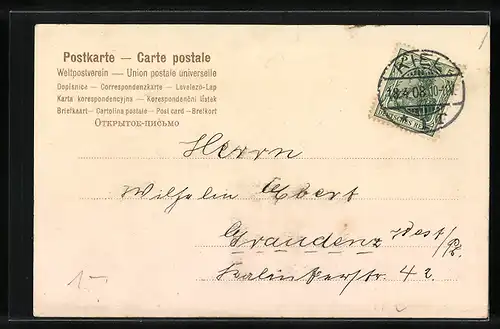 AK Kätzchen beobachtet Osterküken