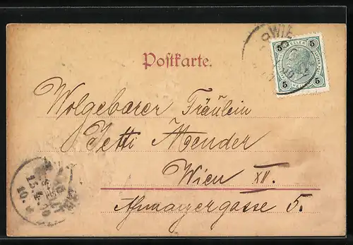 AK Osterhase mit Veilchentopf