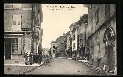 AK St Paulien, La Grande Rue, Perspective du Suc Peyramont