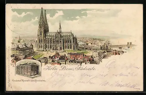 Lithographie Köln, Ansicht des Doms